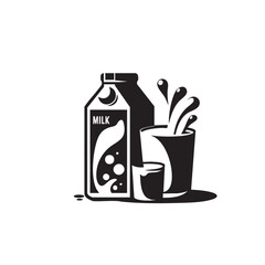 Milk black and white silhouette icon