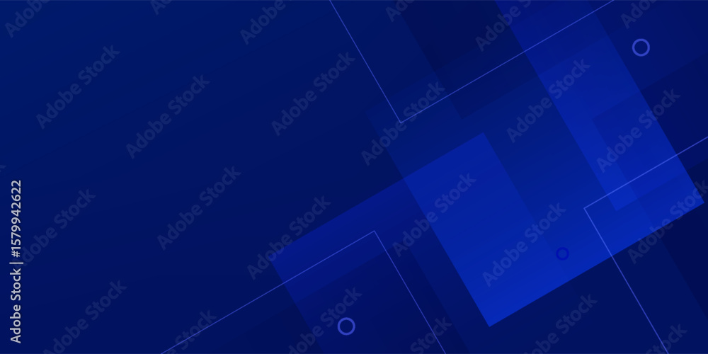 Poster blue background with triangle shaped rectangle.