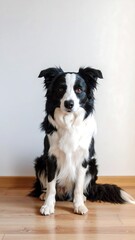 Fototapeta premium Black and white dog sitting