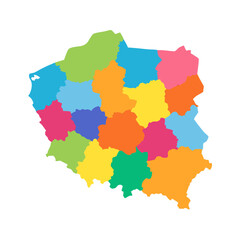 Fototapeta premium Vibrant Geographic Overview Poland Map Illustration with Diverse Regions, Highlighting the Country's Divisions