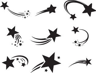 Shooting Star Icons – Comet and Meteor Vector Se