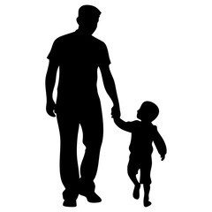Father and child holding hands silhouette