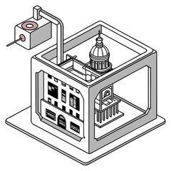 Architectural Model Construction 3D Printing a Miniature Building, showcasing modern technology and design