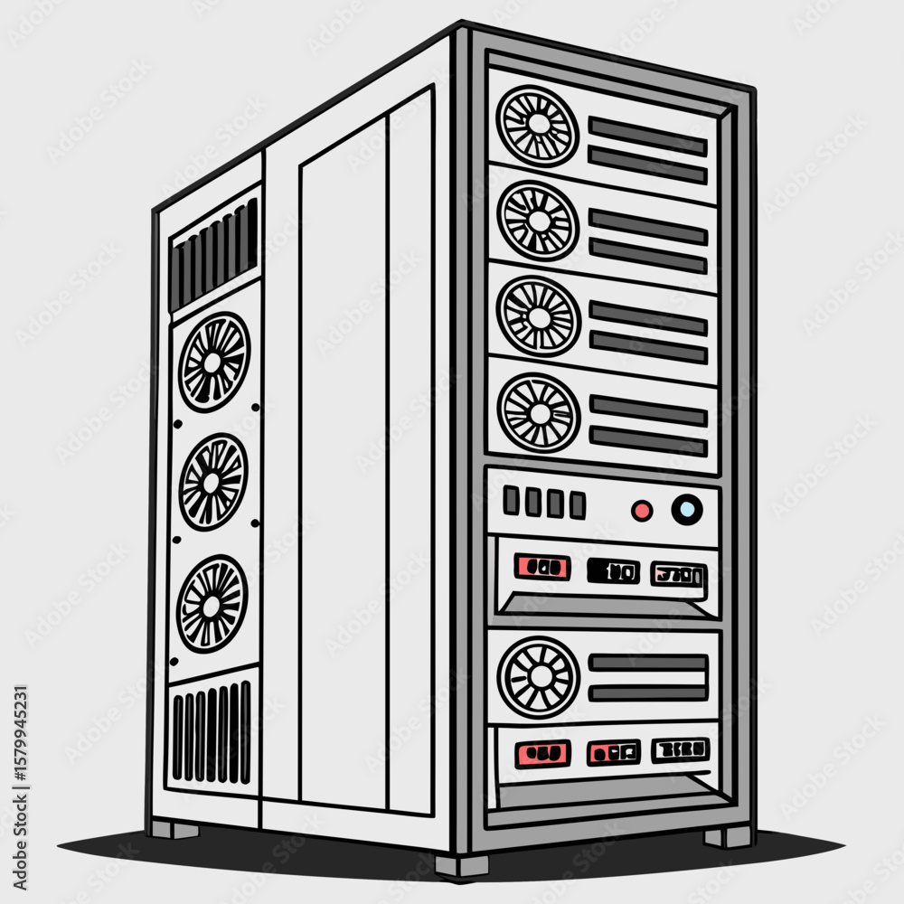 Poster data server rack illustration computer hardware & network infrastructure for it solutions