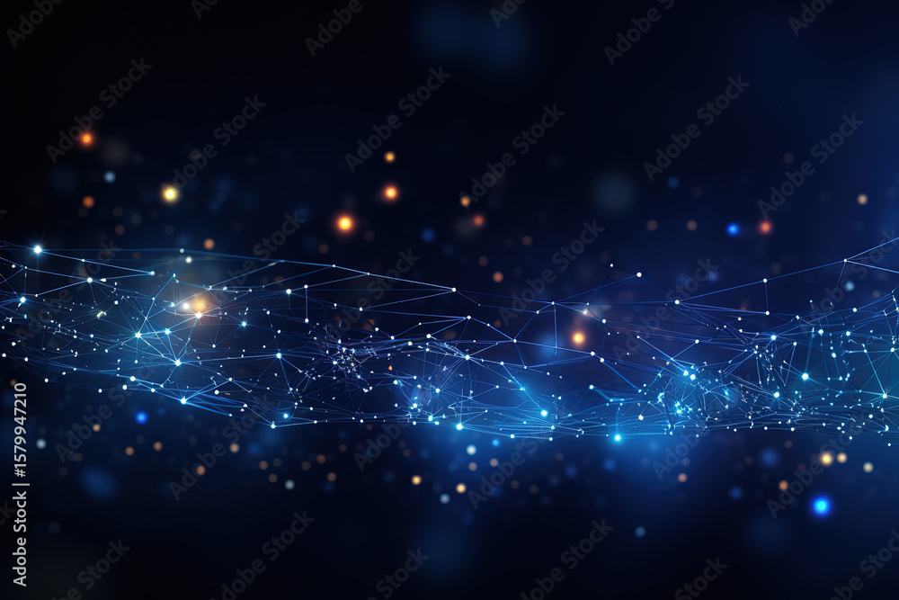 Poster captivating representation of communication networks emphasized by fluid technology waves