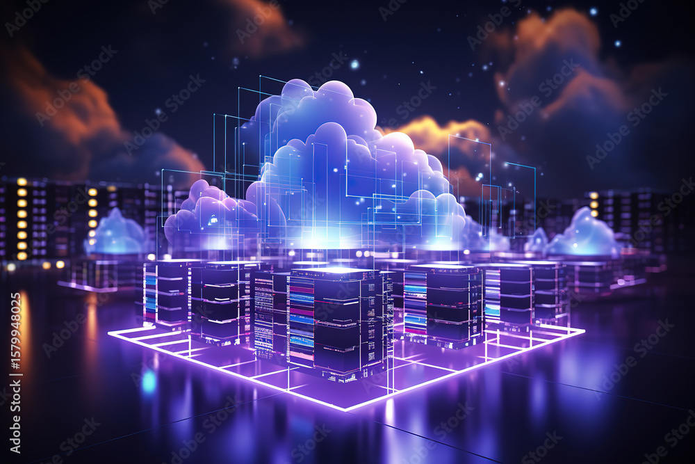 Poster online data storage and cloud computing technology optimizing modern business networks
