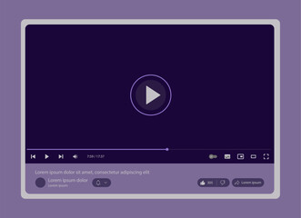 Video player interface. Video streaming template design for website and mobile apps. Vector illustration
