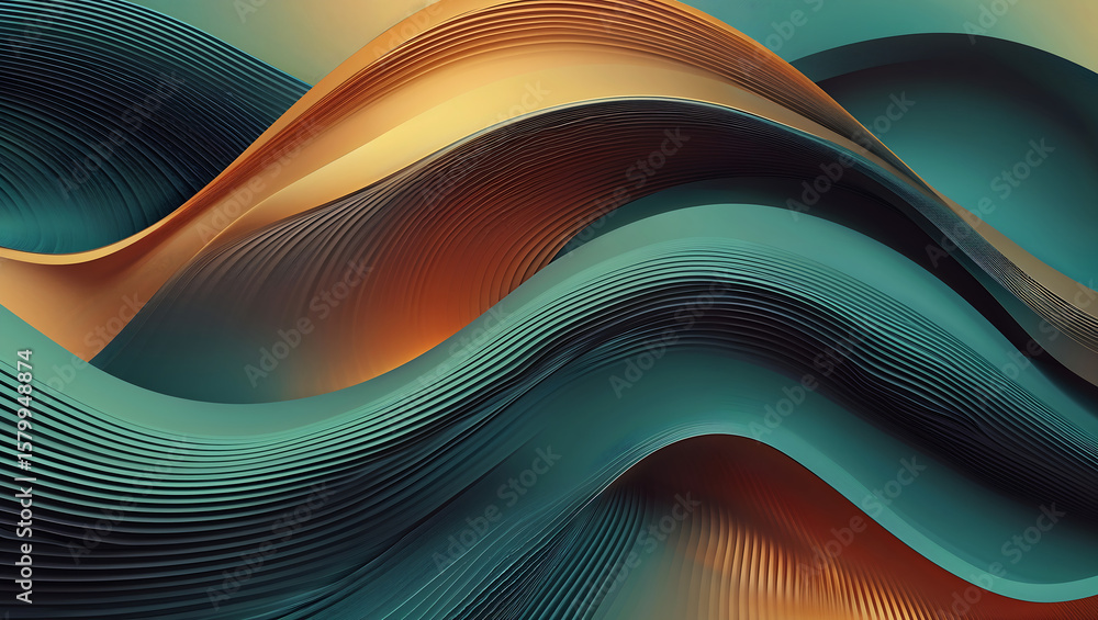 Poster futuristic abstract wave pattern digital art. creative and modern abstract digital art with colorful