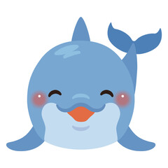 正面から見た笑顔のイルカのイラスト