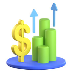 Chart Dollar 3D Icon Colorful Style