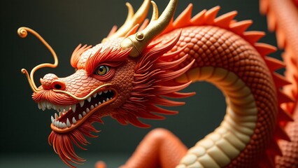 Vibrant Orange and Gold Chinese Dragon