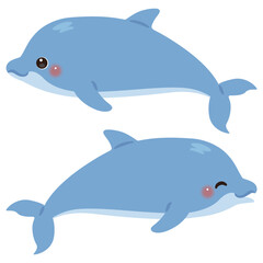 イルカの横向きイラストセット