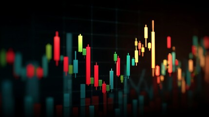 Stock Market Candle Chart Analysis on Black Background