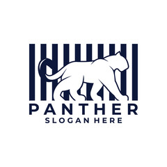 Abstract panther logo design vector. Vintage animal logo design