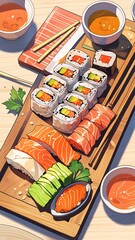 Authentic Sushi Lunch Set with Soup