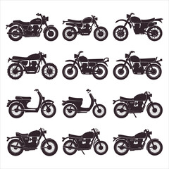 Diverse Motorcycle Silhouettes Collection scooter vintage