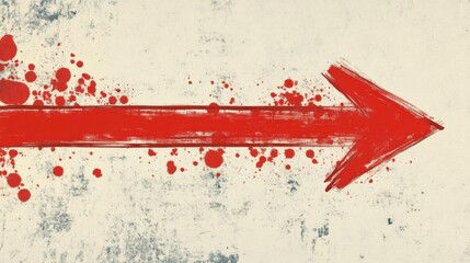 Follow The Direction With Red Arrow And Splatter Paint Grunge Concept