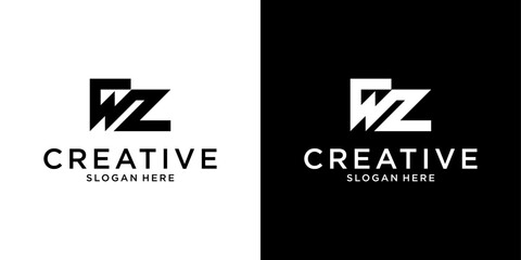 Fototapeta premium WZ or ZW initial letter logo design vector