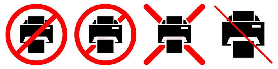 No print sign vector, indicating a prohibition on printing or restricted output. Ideal for digital-first policies, environmental initiatives, or secure document handling designs.