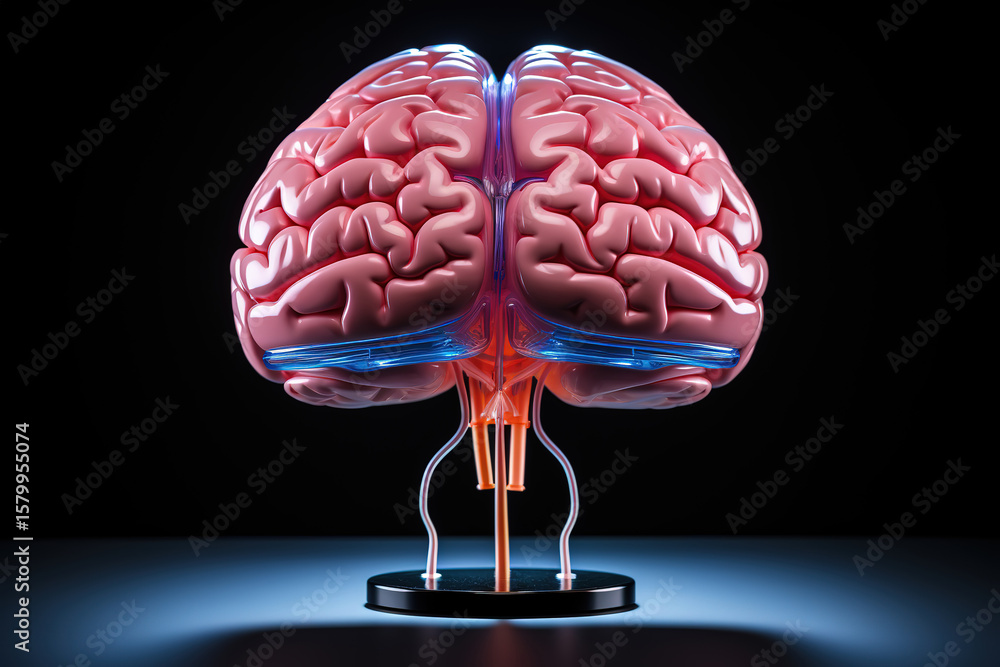 Poster isolated brain model in x-ray style, focusing on the intricacies of its design