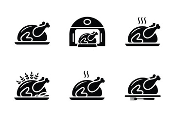 Roasted chicken icons poultry food