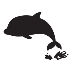 ジャンプするイルカのシルエット