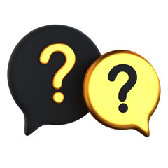 Question 3D Icon Black and Gold Style
