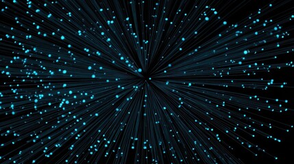 Radiating lines of light with glowing dots.