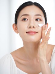 Skincare Routine with Smooth Cream Application