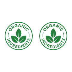 Natural organic product green line stamp quality fresh natural ingredients sticker eco friendly