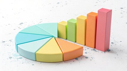 Obraz premium Colorful 3d pie chart and bar graph representing financial growth and data analysis