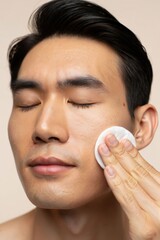 Man Applying Skincare Product on Face