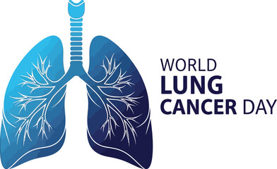 Vector art of a stylized illustration for world lung cancer day, featuring a lung, isolated on white background