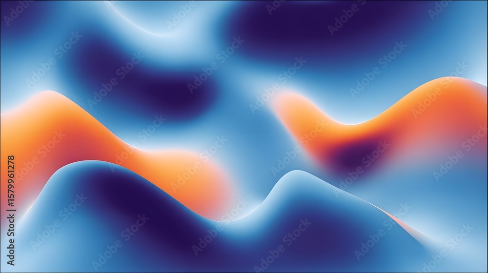 Poster vibrant abstract digital art with flowing gradient shapes and swirls.