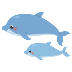 イルカの親子イラスト