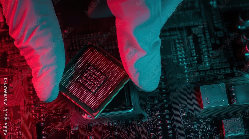 Poster close-up of a central processing unit on a circuit board.