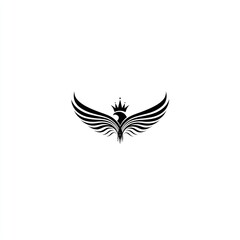 Obraz premium Black and white stylized eagle logo with crown