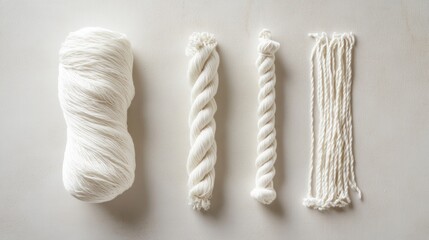 White yarn variations on a light surface