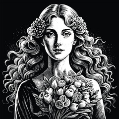 girl with flowers