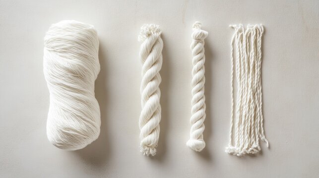 White yarn variations on a light surface