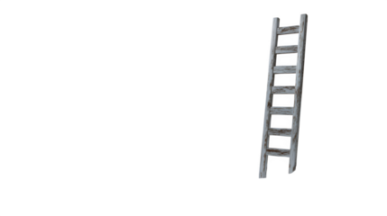 Weathered Wooden Ladder, isolated on transparent background