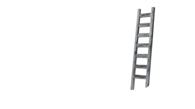 Weathered Wooden Ladder, isolated on transparent background
