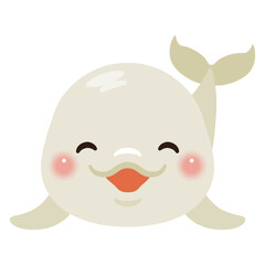 正面から見た笑顔のシロイルカのイラスト