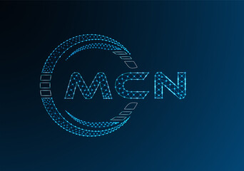 MCN low poly letter logo vector design. MCN lower poly logo design. Low poly logo.