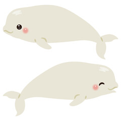 シロイルカの横向きイラストセット