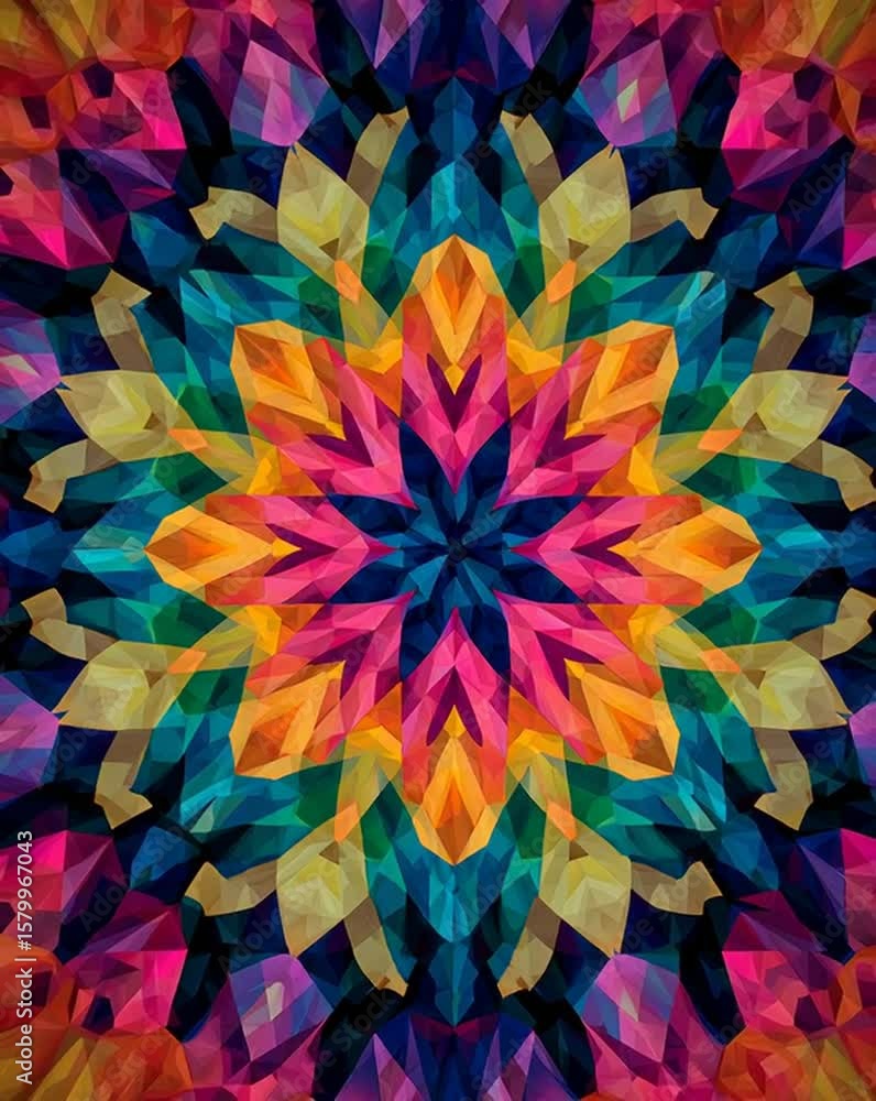 Wall mural vibrant abstract geometric pattern with colorful shapes and intricate designs, creating a visually s