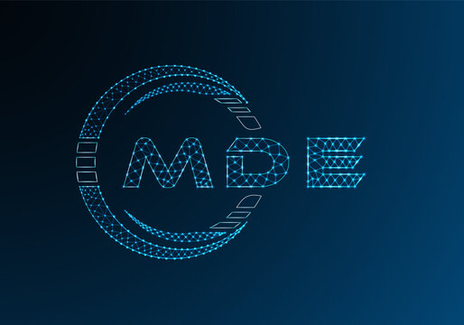 MDE low poly letter logo vector design. MDE lower poly logo design. Low poly logo.