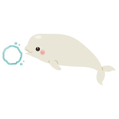 バブルリングを出すシロイルカのイラスト