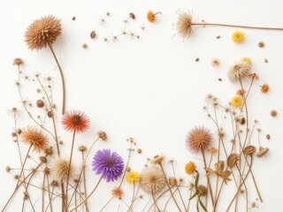 Dried Meadow Blooms on Sheer Background Design