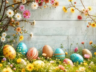 Easter Eggs in Springtime Nature - A Festive Ostern Scene